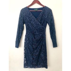 Calvin Klein navy blue sequined dress